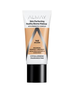 Almay Skin Perfecting Healthy Biome Foundation Makeup with Prebiotic Complex SPF 25, Hypoallergenic, Fragrance Free - 140 Golden"