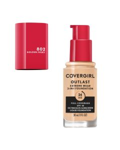 COVERGIRL Outlast Extreme Wear Foundation SPF18, 802 Golden Ivory, 1 oz"