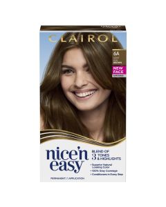 Clairol Nice'n Easy Permanent Hair Color Cream, 6A Light Ash Brown, Hair Dye, 1 Application"