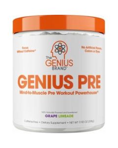 Pre-Workout Natural Energy Supplement Caffeine-free Nootropic Focus & Muscle Building Support, Grape Limeade, Genius Pre by the Genius Brand"
