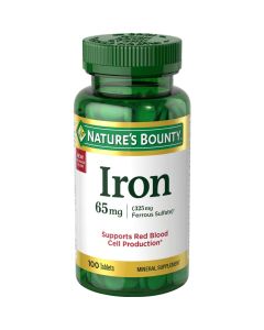 Nature’s Bounty Iron Supplement, 65mg, 100 Tablets"