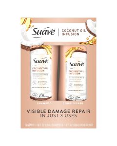 Suave Professionals Coconut Oil Infusion Shampoo & Conditioner, Repairing for Damaged Hair, 18 fl oz, 2 Pack"