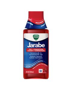 Vicks Jarabe Cough and Congestion Cold Liquid over-the-Counter Medicine, Cherry Flavor, 8 fl oz"