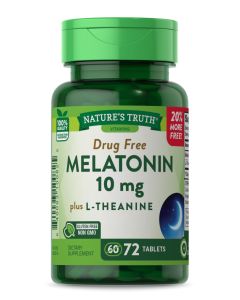 Melatonin 10 mg + L-Theanine | 72 Tablets |  Maximum Strength Nighttime Sleep Aid | Vegetarian, Non-GMO, Gluten Free | by Nature's Truth"