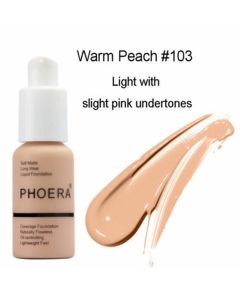 Phoera Foundation Makeup Full Coverage Liquid-Base Brighten Long-Lasting Warm Peach #103