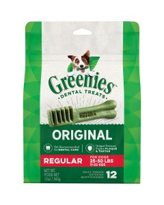 Greenies Original Regular Size Natural Dental Dog Treats, 12 oz Pack (12 Treats)"