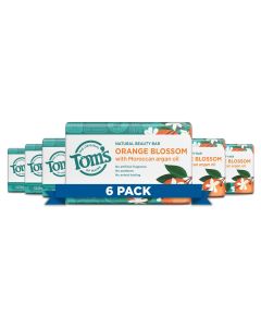 Tom’s of Maine Natural Beauty Bar Soap For Women and Men, Orange Blossom, 5 oz Bar, 6 pack"