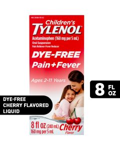 Children's Tylenol Pain + Fever Medicine, Dye-Free, Cherry, 8 fl. oz"