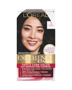 L'Oreal Paris Excellence Creme Permanent Hair Color, 1 Black"