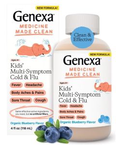Genexa Kids' Multi-Symptom Cold & Flu Children's Liquid Cough & Chest Congestion Medicine, Expectorant Mucus Relief Cough Syrup for Kids 4-11, 4 fl oz"
