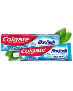 Colgate Max Fresh Toothpaste, Whitening Toothpaste with Mini Breath Strips, Cool Mint, 6.3 Oz Tube"