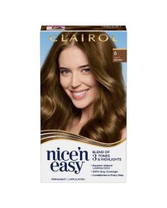 Clairol Nice'n Easy Permanent Hair Color Cream, 6 Light Brown, Hair Dye, 1 Application"