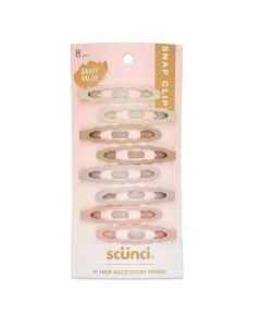 Scünci Scalloped Edge Hair Snap Clips - Neutral - All Hair - 8pk
