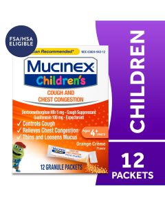 Mucinex Children's Cough Medicine & Expectorant for Kids, OTC Relief, Orange Crème Flavor Mini-Melts, 12 ct"