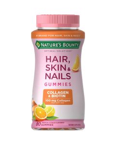 Nature's Bounty Hair, Skin & Nail Gummy Vitamins, Collagen & Biotin, 80 Ct"