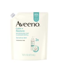 Aveeno Calm + Restore Nourishing Oat Face Wash, Facial Cleanser Refill, 16 oz"
