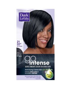 Dark and Lovely Go Intense Ultra Vibrant Color on Dark Hair, Unisex, Permanent Hair Color, 21 Original Black"