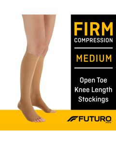 FUTURO Open Toe Knee Highs, Unisex, Medium, Firm Compression Stockings"