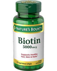Nature's Bounty Biotin Softgels, 5000 mcg, 72ct"