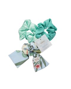 Scunci Trend Collection Satin Scrunchies Hair Ties, Mint Green, 3 Ct"