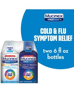Mucinex Fast-Max Day Time Cold & Flu and Night Time Cold & Flu Liquid Medicine, Maximum Strength All in One Multi Symptom Relief for Congestion, Sore Throat, Headache, Cough and Reduces Fever, 12fl oz"