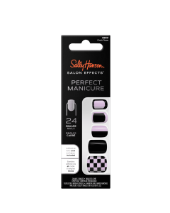 Sally Hansen Perfect Manicure Press on Nail Kit, Square, Check Please, 24pcs"