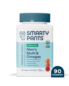 SmartyPants Organic Men's Multi & Vegetarian Omega 3 Gummy Vitamins with D3, C & B12 - 90ct"