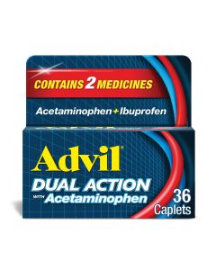 Advil Dual Action Pain Relievers Coated Caplets, 125Mg Ibuprofen and 250Mg Acetaminophen, 36 Count"