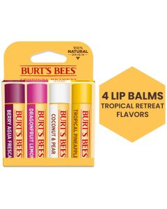 Burt's Bees 100% Natural Moisturizing Lip Balm, Tropical Variety Pack, 4 Tubes