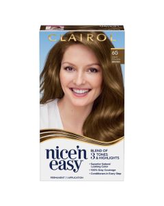 Clairol Nice'n Easy Permanent Hair Color Cream, 6G Light Golden Brown, Hair Dye, 1 Application"