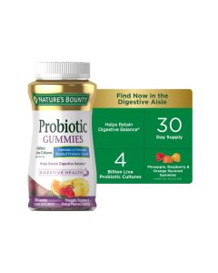 Nature's Bounty Probiotic Gummies for Digestive Gut Health and Immune Support, Multi-Flavored, 60 Ct"