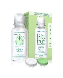 Biotrue Multi-Purpose Contact Lens Solution–from Bausch + Lomb– 2 fl oz (60 mL) Travel Pack, Comes With Contact Lens Case"