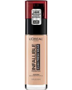 L'Oreal Paris Infallible Fresh Wear 24 Hr Liquid Foundation Makeup, 435 Rose Vanilla, 1 oz"