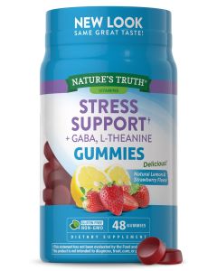 Stress Relief Gummies | with Gaba and L Theanine | 48 Lemon Strawberry Gummies | Non-GMO, Gluten Free Supplement | by Nature's Truth"