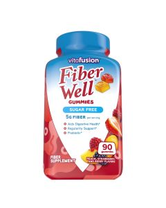 vitafusion Fiber Well Sugar Free Fiber Supplement Gummies, Fruit Flavored, 90 Count"