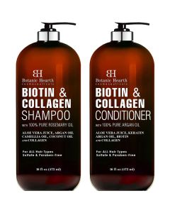 Botanic Hearth Vegan Collagen Biotin Shampoo and Conditioner Set - with Rosemary Oil for Hair Loss and Thinning Hair - Fights Hair Loss, Sulfate Free, for Men and Women, 16 fl oz each"
