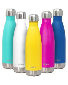 MIRA 17oz Stainless Steel Vacuum Insulated Water Bottle, Leak-Proof Double Walled Cola Shape, Lemon"