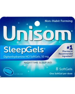 Unisom SleepGels SoftGels (8 Ct), Sleep-Aid, Diphenhydramine HCI"