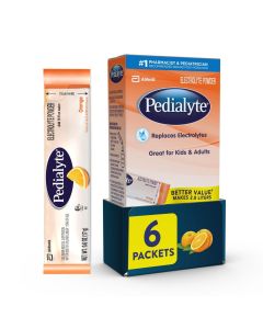 Pedialyte Electrolyte Powder Packets, Orange, Hydration Drink, 6 Single-Serving Powder Packets"
