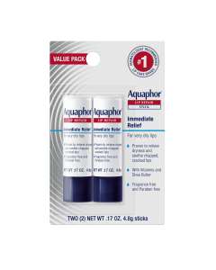 Aquaphor Lip Repair Stick with Shea Butter, Lip Protectant, Soothes Dry Chapped Lips, 0.17 Oz Stick, Pack of 2"