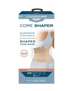 Copper Fit® Core Shaper, Supports Back and Shapes Waist, Copper Infused, Beige, S/M"