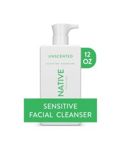 Native Sensitive Facial Cleanser, Unscented, for Sensitive Skin, 12 fl oz"