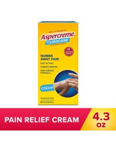 Aspercreme Max Strength Topical Pain Reliever Cream and Muscle Rub for Nerve Pain Relief, 4% Lidocaine Numbing Cream, 4.3 oz"