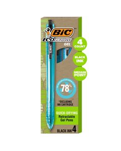 BIC Ecolutions Ocean-Bound Plastic Gel Pens, Medium Point (1.0mm), Black, 4-Count"
