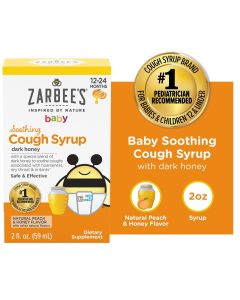 Zarbee's Baby Soothing Cough Syrup with Dark Honey, Peach, 2 fl. oz"