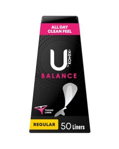 U by Kotex Balance Daily Wrapped Thong Panty Liners, Light Absorbency, Regular, 50 Count"