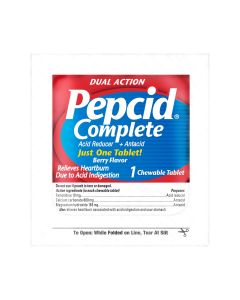 Pepcid Complete 2-in-1 Acid Reducer + Antacid Chewables, Berry, 4 ct."