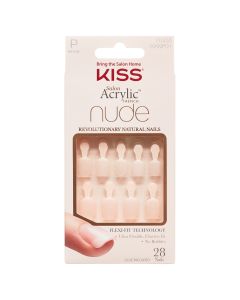 KISS Salon Acrylic Nude French Press-On Nails, Light Pink, Petite, Square Shape, 31 Ct."