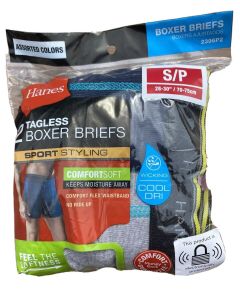Hanes Men's 2 Pk Tagless Boxer Briefs Size Small Blue Gray Sport Styling