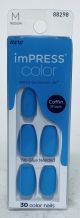 KISS imPRESS No Glue Needed Press On Nails, Color, Serene Blue, Blue, Medium Coffin, 30 Count